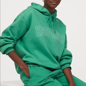 H&M green “happiness” sweat set